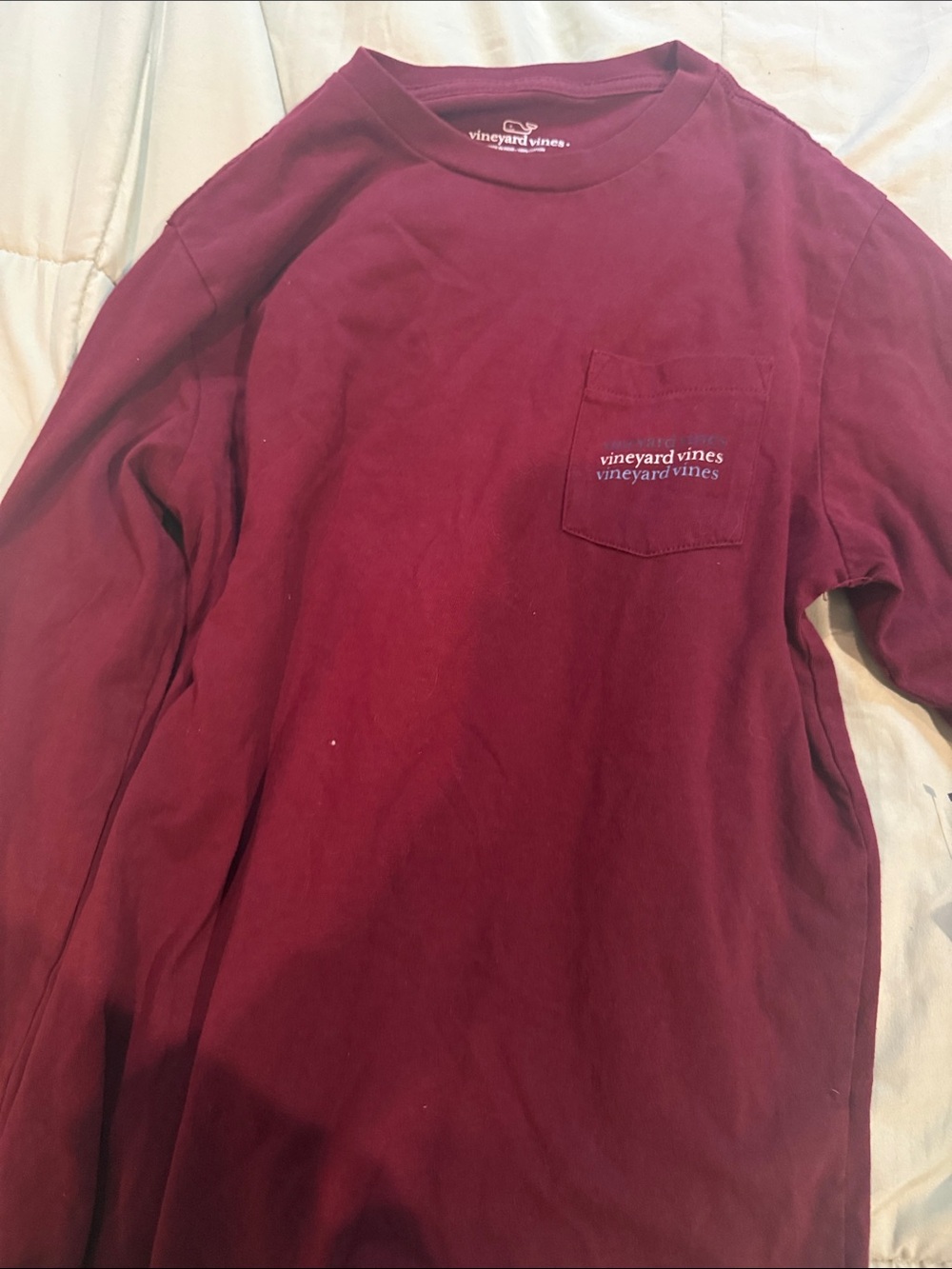 Vineyard Vines Men's Long-Sleeve Pocket Tee — Burgundy Wine